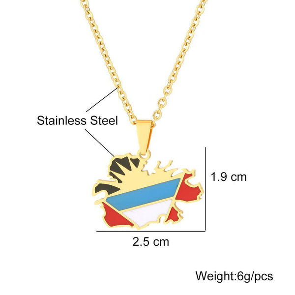 Antigua and Barbuda Flag Map Necklace