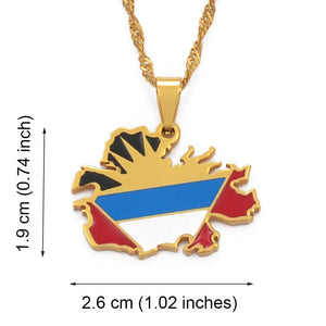 Antigua and Barbuda Flag Map Necklace