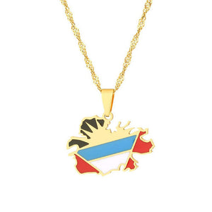 Antigua and Barbuda Flag Map Necklace