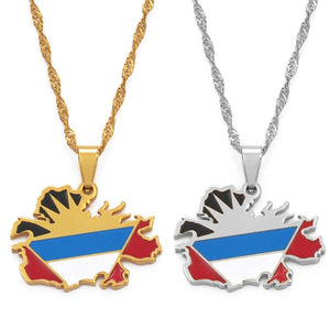 Antigua and Barbuda Flag Map Necklace