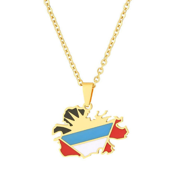 Antigua and Barbuda Flag Map Necklace