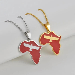 Aramean-Syriac Flag Necklace - African Map Pendant