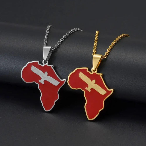 Aramean-Syriac Flag Necklace - African Map Pendant