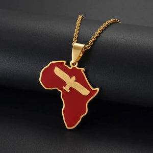 Aramean-Syriac Flag Necklace - African Map Pendant