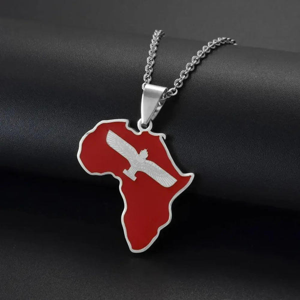 Aramean-Syriac Flag Necklace - African Map Pendant