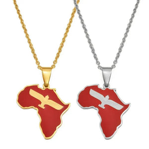 Aramean-Syriac Flag Necklace - African Map Pendant