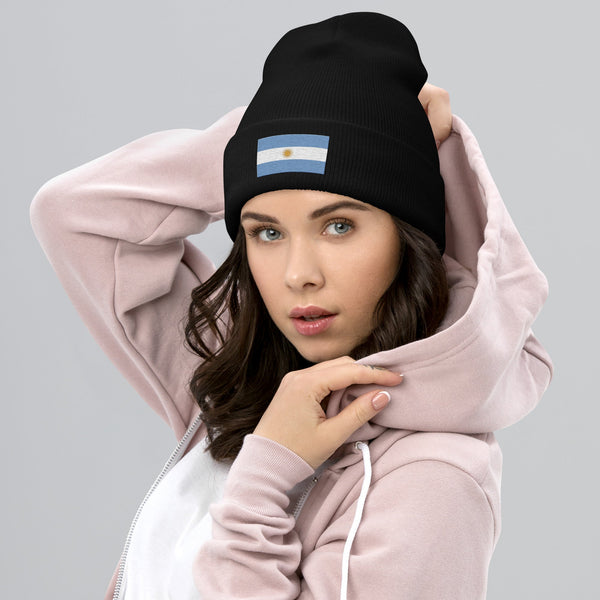 Argentina Flag Beanie - Embroidered Winter Hat