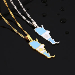 Argentina Flag Map Necklace