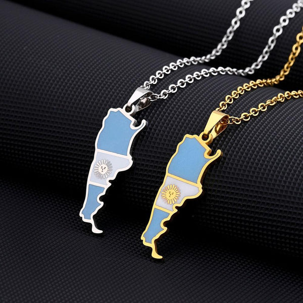 Argentina Flag Map Necklace