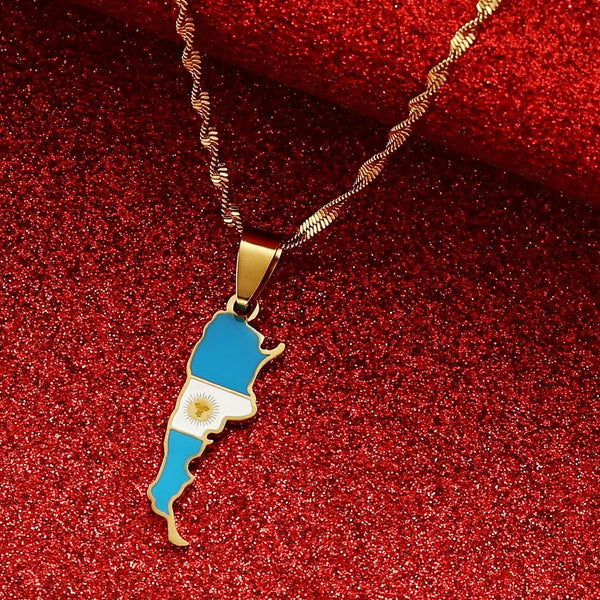 Argentina Flag Map Necklace