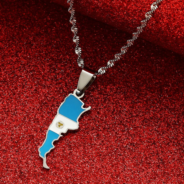 Argentina Flag Map Necklace