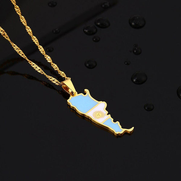 Argentina Flag Map Necklace