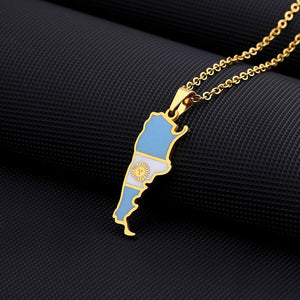 Argentina Flag Map Necklace