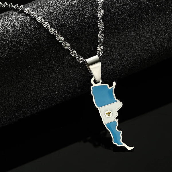 Argentina Flag Map Necklace