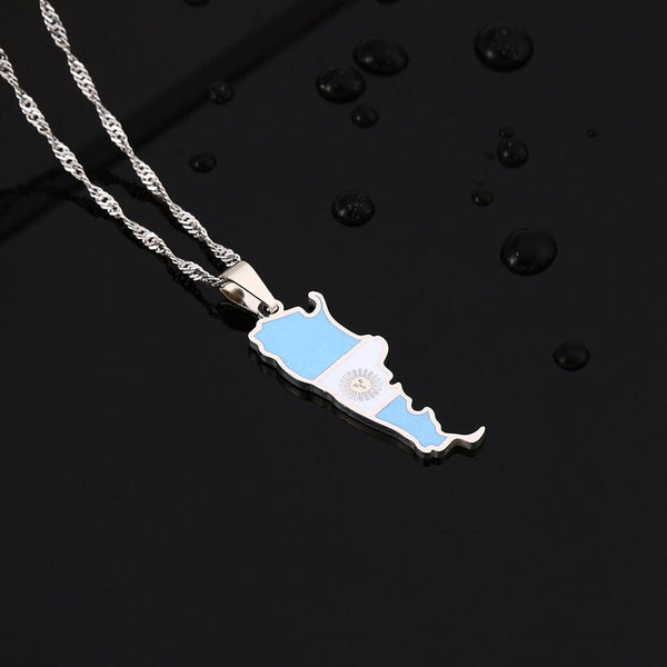 Argentina Flag Map Necklace