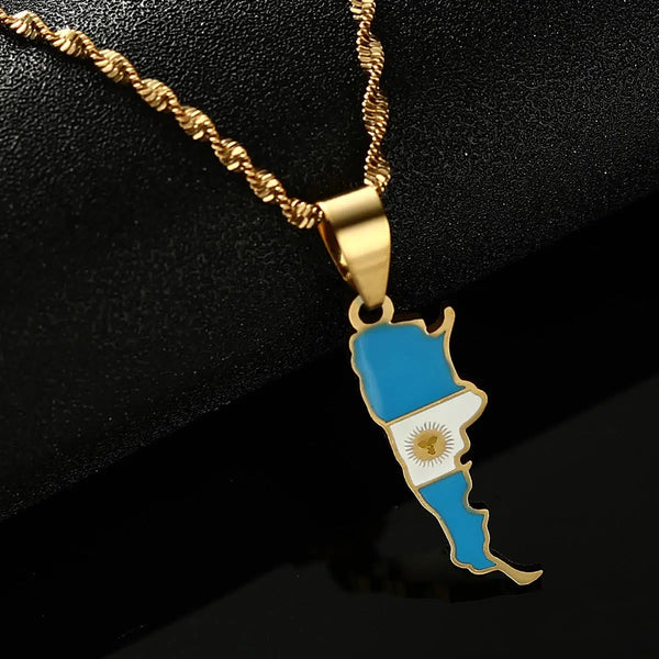 Argentina Flag Map Necklace