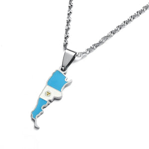 Argentina Flag Map Necklace