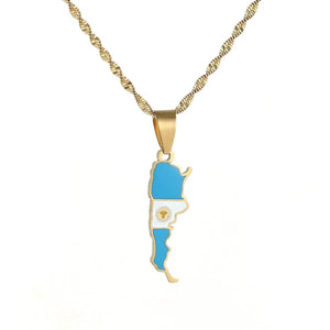 Argentina Flag Map Necklace