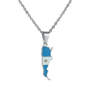 Argentina Flag Map Necklace