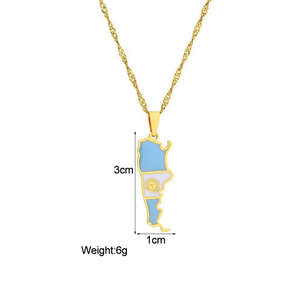 Argentina Flag Map Necklace