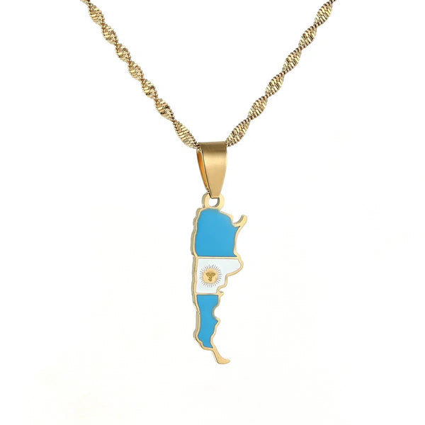 Argentina Flag Map Necklace