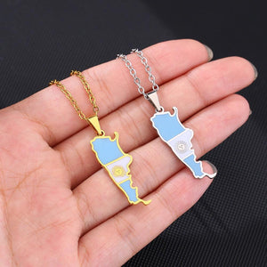 Argentina Flag Map Necklace