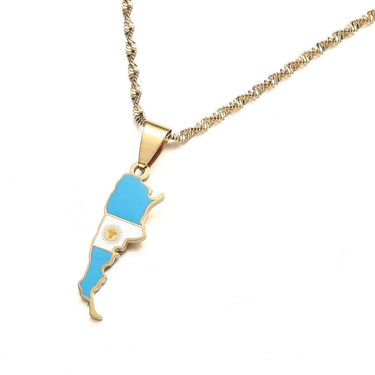 Argentina Flag Map Necklace