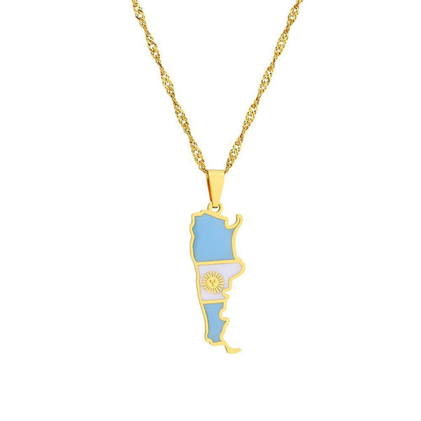 Argentina Flag Map Necklace