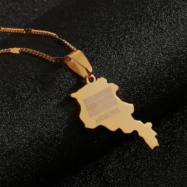 Armenia Flag Map Necklace