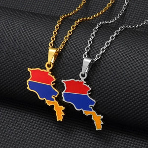 Armenia Flag Map Necklace
