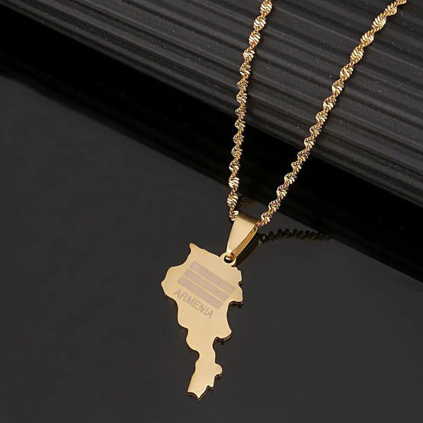 Armenia Flag Map Necklace