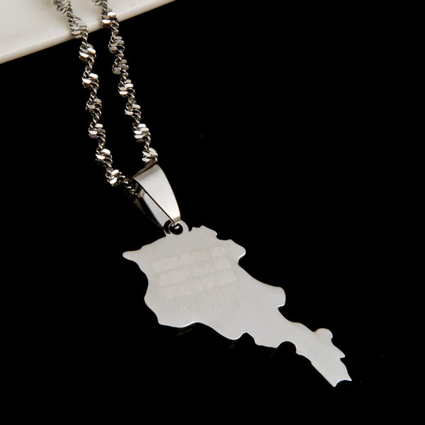 Armenia Flag Map Necklace