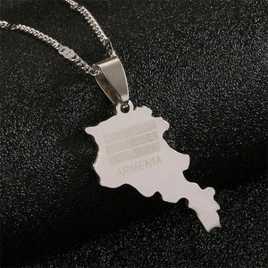 Armenia Flag Map Necklace