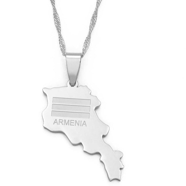 Armenia Flag Map Necklace