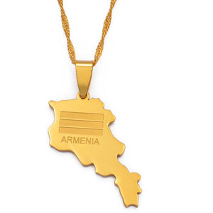 Armenia Flag Map Necklace