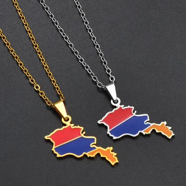Armenia Flag Map Necklace