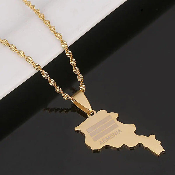 Armenia Flag Map Necklace