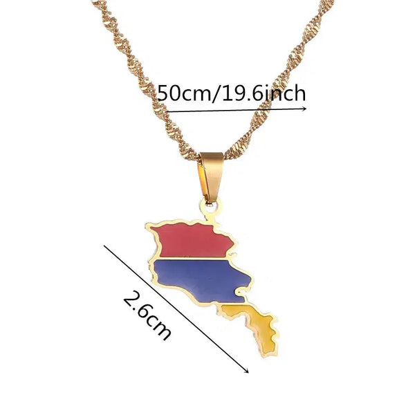 Armenia Flag Map Necklace