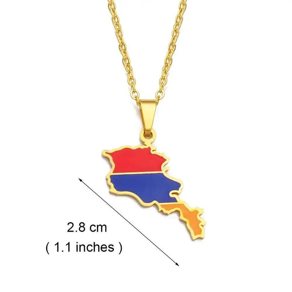 Armenia Flag Map Necklace