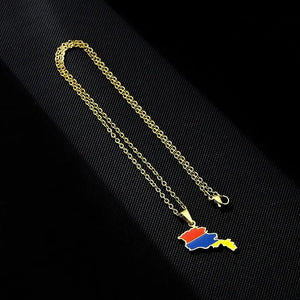 Armenia Flag Map Necklace