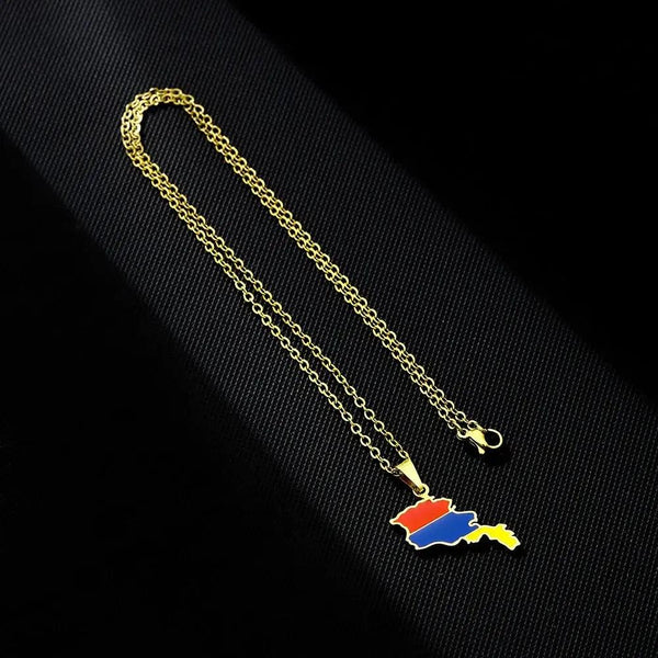 Armenia Flag Map Necklace