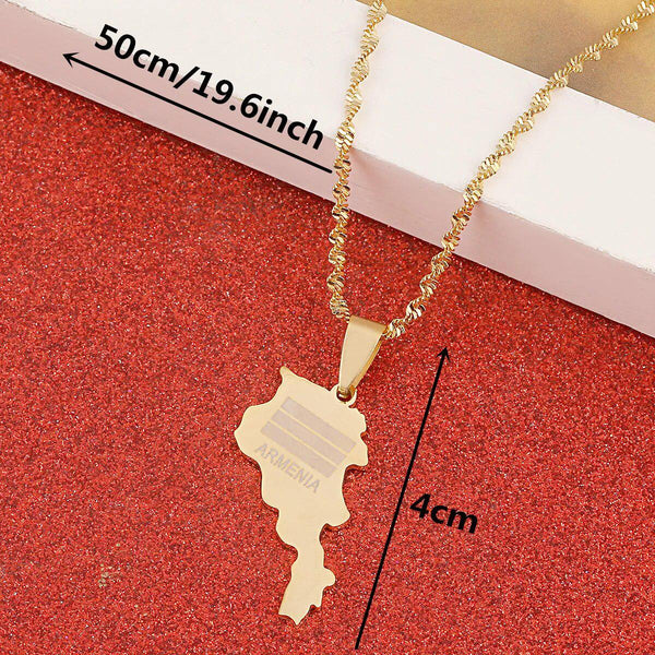 Armenia Flag Map Necklace