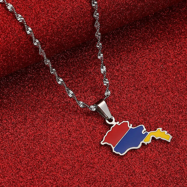 Armenia Flag Map Necklace