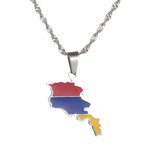 Armenia Flag Map Necklace