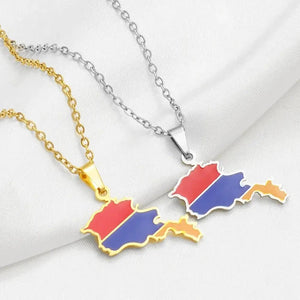 Armenia Flag Map Necklace