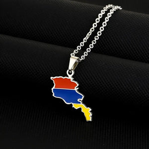 Armenia Flag Map Necklace