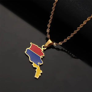 Armenia Flag Map Necklace