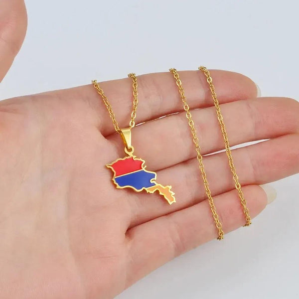 Armenia Flag Map Necklace
