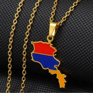 Armenia Flag Map Necklace