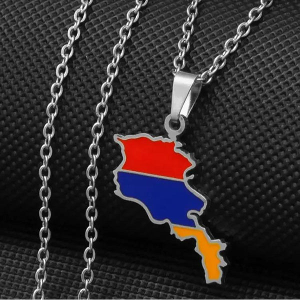 Armenia Flag Map Necklace